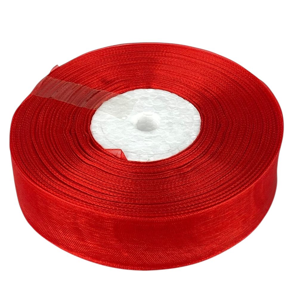 Лента с органзы красная 2,0 см х  50 ярдов Красный Marill (D02020-1026)