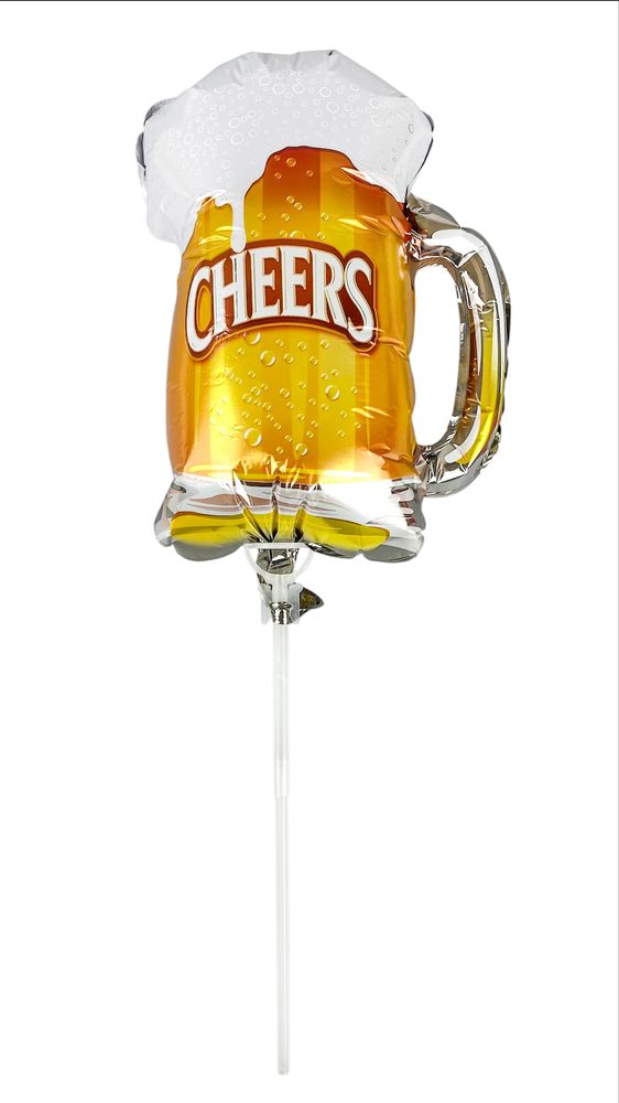Шарик надувной фольгированный mini Myler, Кружка пива + палка пластиковая 30см (BP10834)