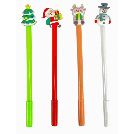 Ручка гелевая синяя 0,5мм Новогодняя (13590)