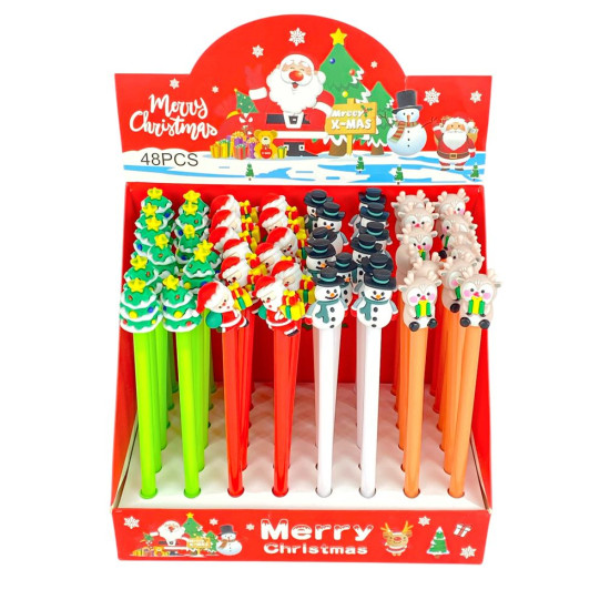 Ручка гелевая синяя 0,5мм Новогодняя (13590)