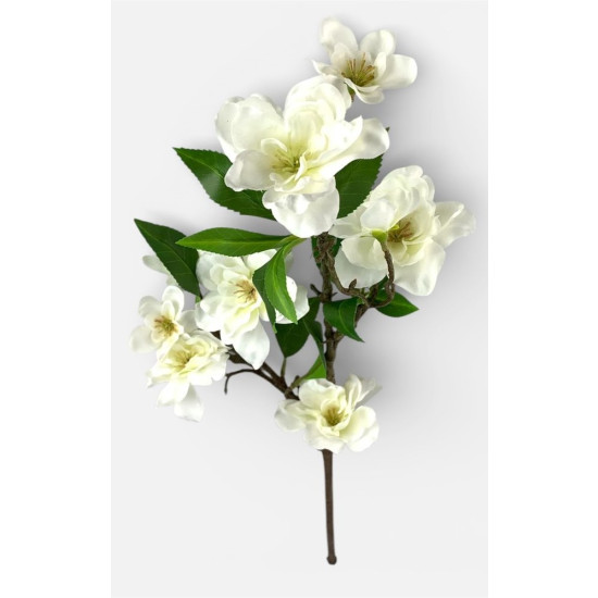 Ветка декоративная с цветами, 69см белые Unison (c30510-2)