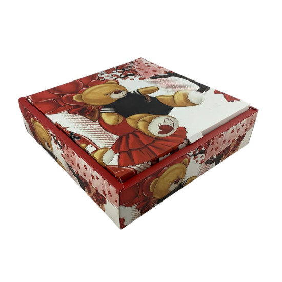 Подарочная коробка раскладная, 25 х 25 х 7,2см,  350гр  Мишка Unison (H806-2M)