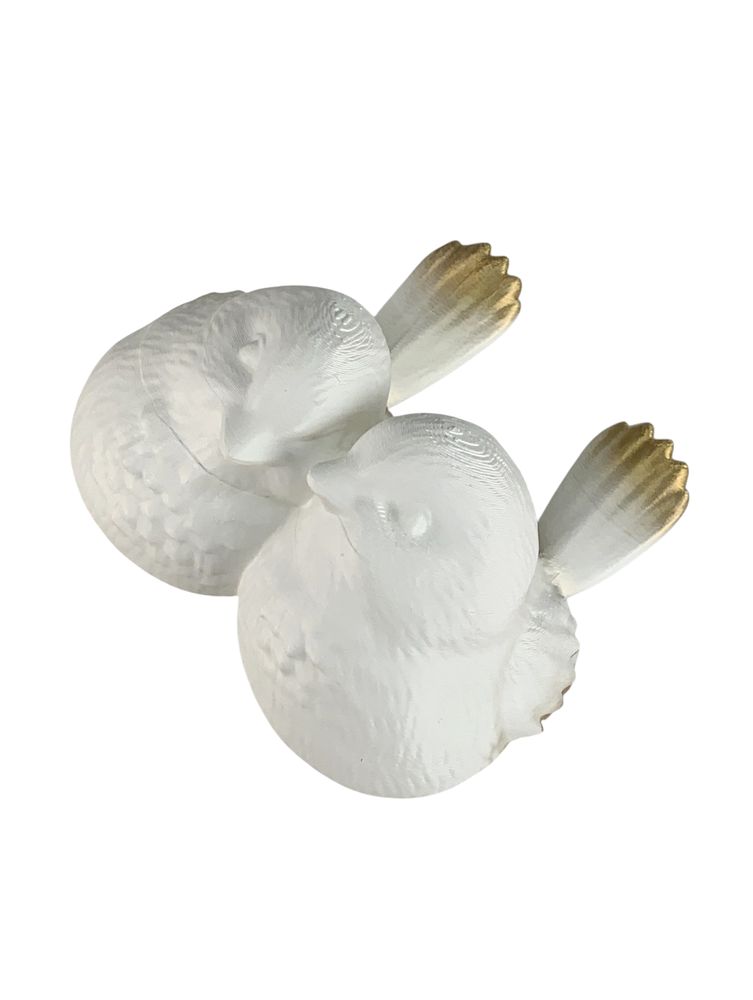 Фигурка для пасхального декора "Две птички" белые с золотом 12см Белый (L00216.5)