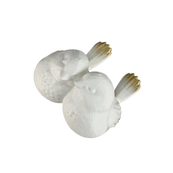 Фигурка для пасхального декора "Две птички" белые с золотом 12см Белый (L00216.5)