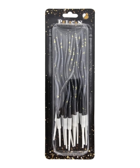 Свечи "Волна 12 штук" хром черный с золотыми точечками (861013)