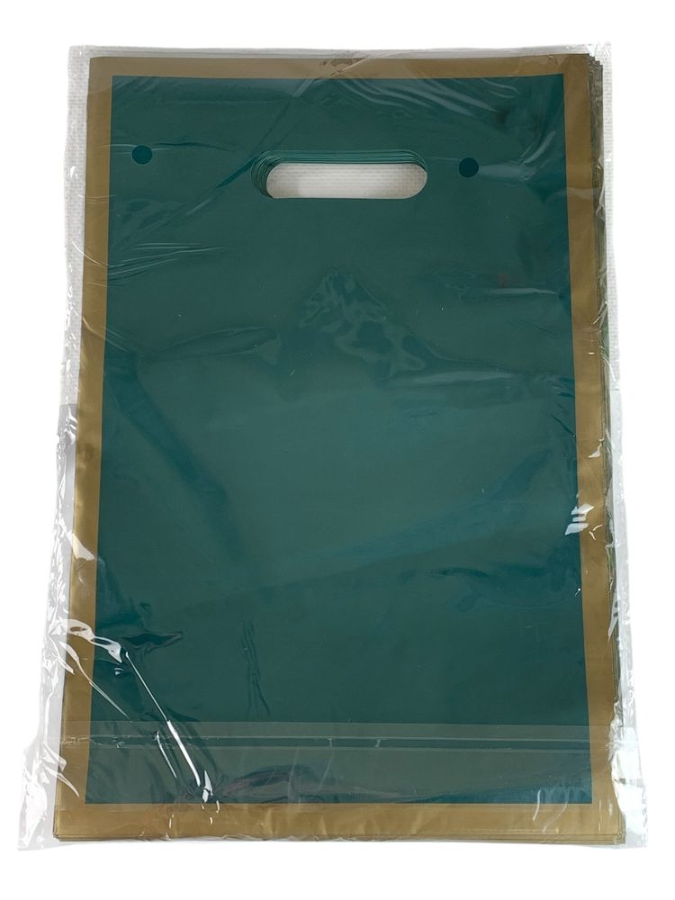 Пакет полиэтиленовый с прорезной ручкой, 39 х 27см 50шт/уп (10803 green-gold)