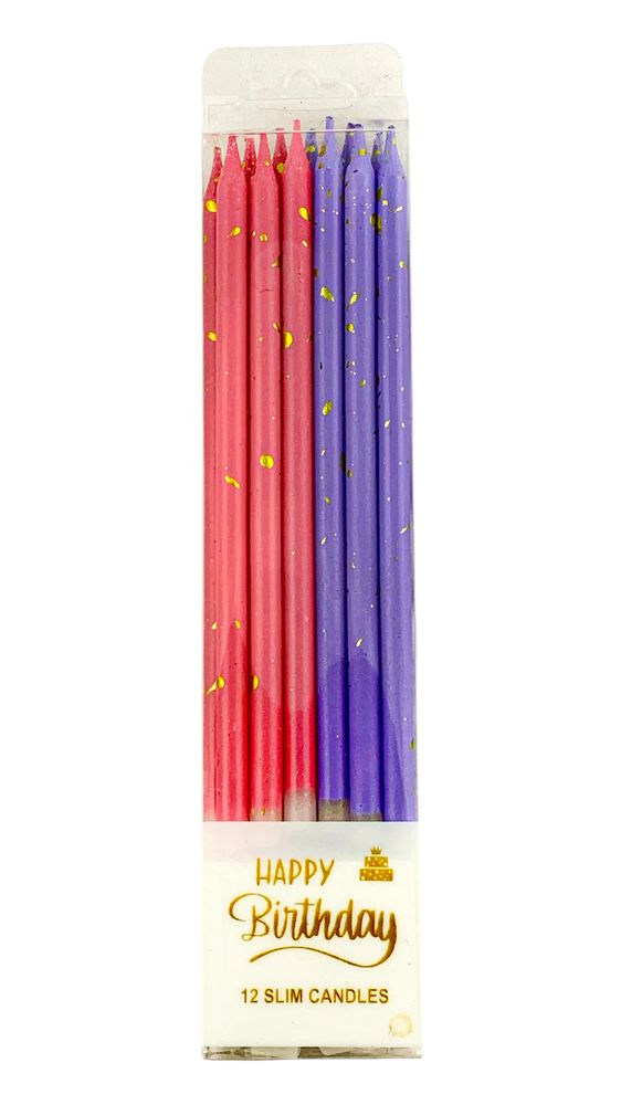 Набір свічок для торту з блиском,15,0 см, рожевий-бузковий, 12шт (625622 pink-lilac)