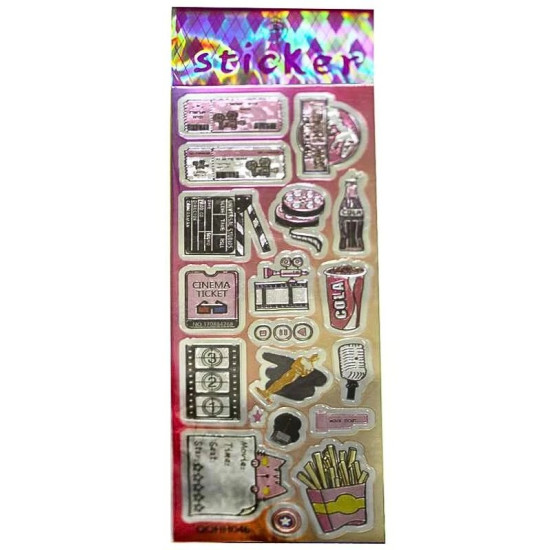 Наклейка пластиковая лазерная 7 х 17см "Кино" (QQHH046)