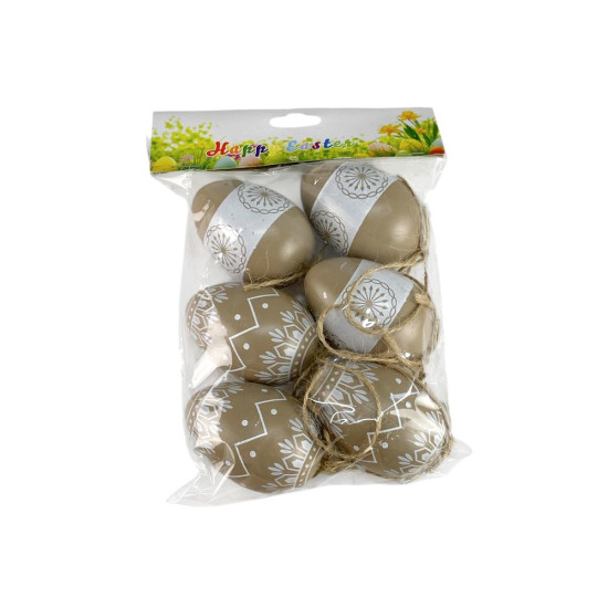 Набор пасхальных яиц с нанесенным орнаментом, 6шт 6см (L00187)