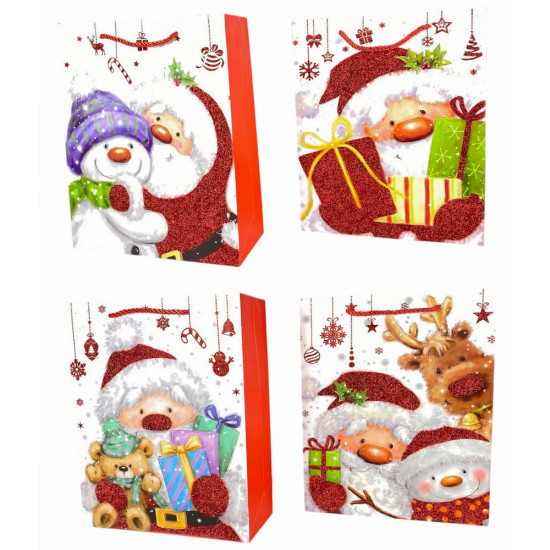 Пакет подарочный новогодний , 26 х 32 х 12cm 4 дизайна Unison (848M)