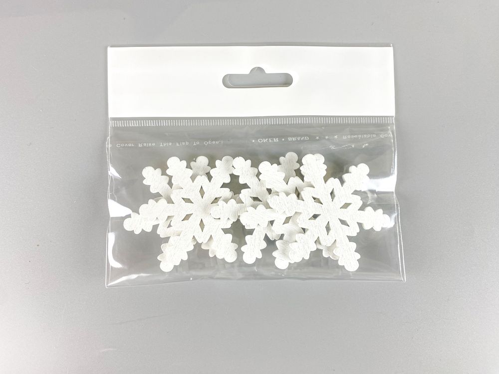 Деревянная снежинка-ромб 5 х 6см, белая, 5шт (TK-018)