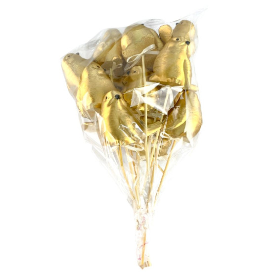 Набор золотых пасхальных Эко птиц 6 см -12шт Золотой (L00208)
