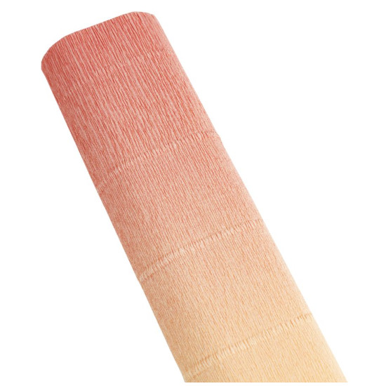 Бумага гофрированная  50 х 250см 180г Бежевая с переходом Розовый Cartotecnica Rossi (17A7)