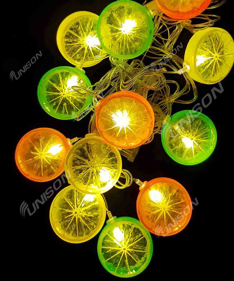 Фигурки 12 LED, "ФРУКТЫ", 5м + переходник, теплый белый (1698-21)