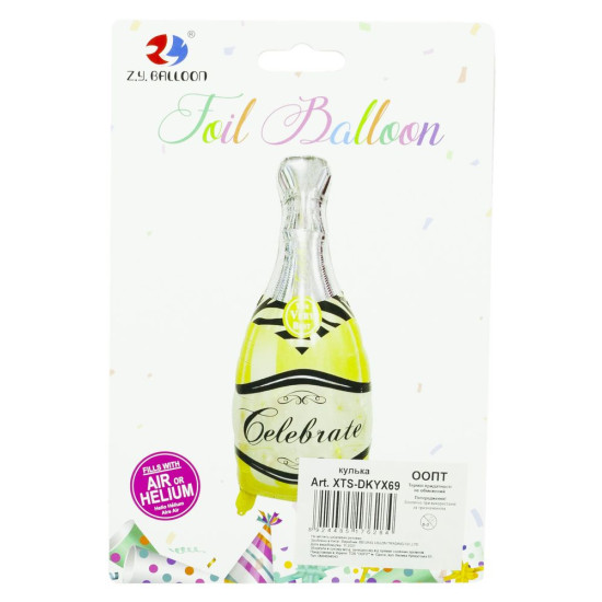 Шарик фольгированный, бутылка Celebrate, 67см Разноцветный (XTS-DKYX69)