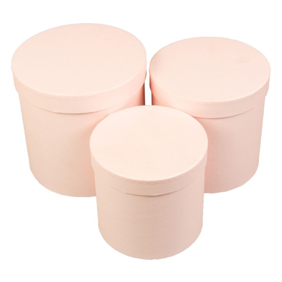 Коробка подарочная круглая в наборе  3 шт (19,5 x 19cm/17,5 x 17cm/15,5 x 15cm) Розовый Unison (W3138)