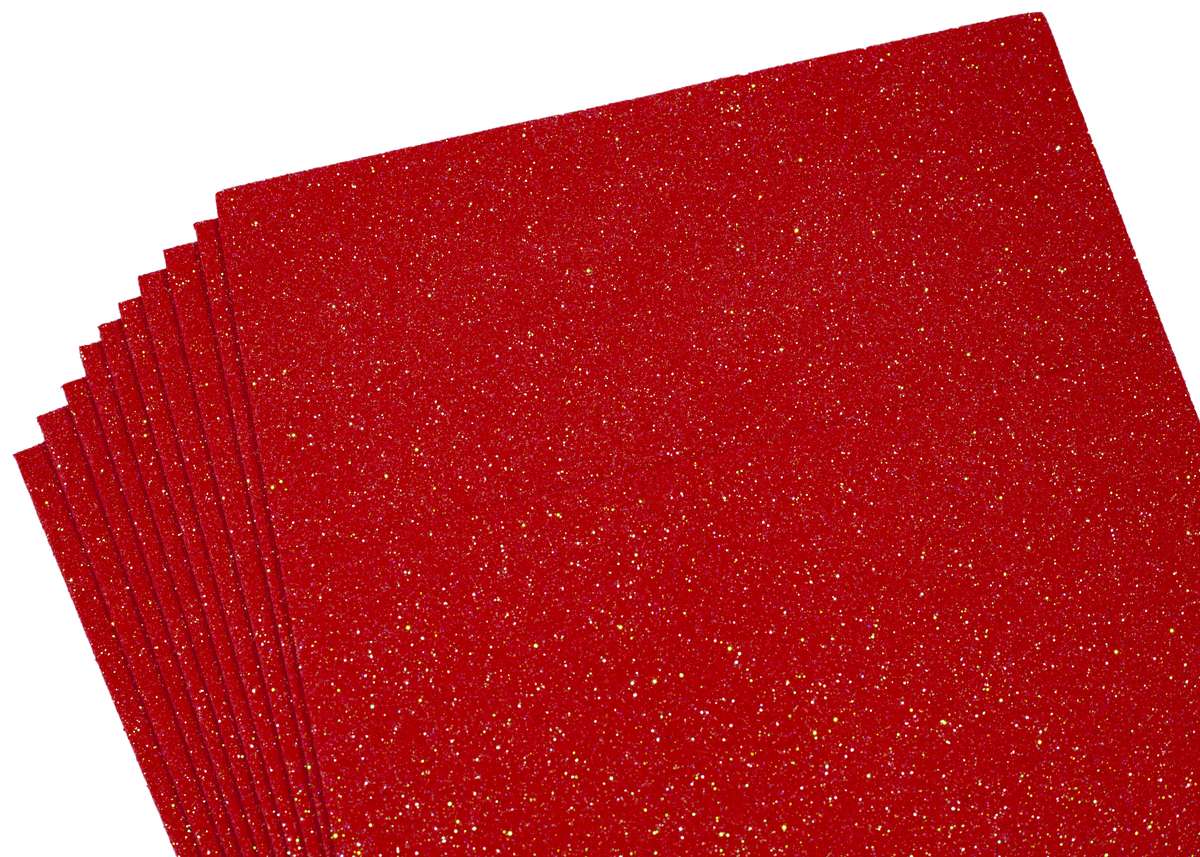 Фоамиран с глиттером 20 х 30см, 1,8мм, 10 листов, красный Красный Unison (10502)