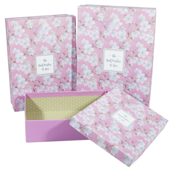 Подарункова коробка KKC-7, прямокутна рожева, 28х20х9cm/25х18х7.5/22х16х6cm   3шт. в наборі (KKC-7)