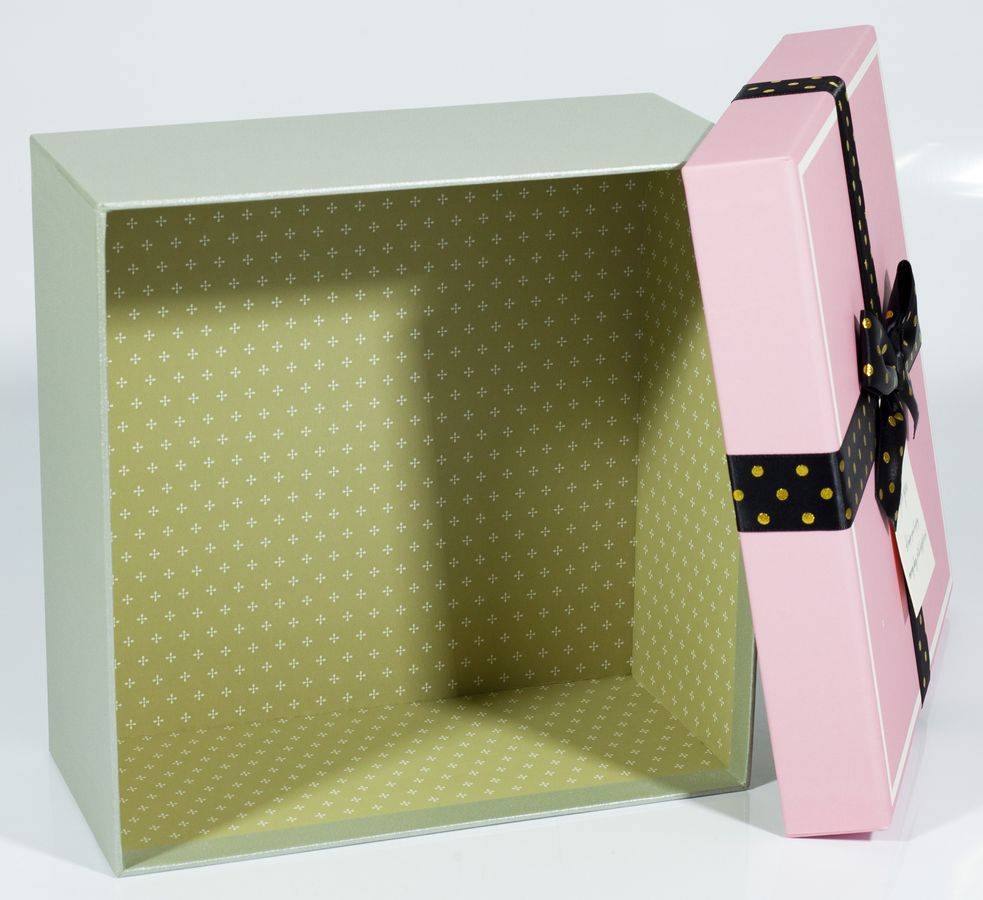 Подарункова коробка JKZ-69, квадратна  рожева з сірим, 21х21х10cm/17х17х9/14х14х7cm   3шт. в наборі (JKZ-69)