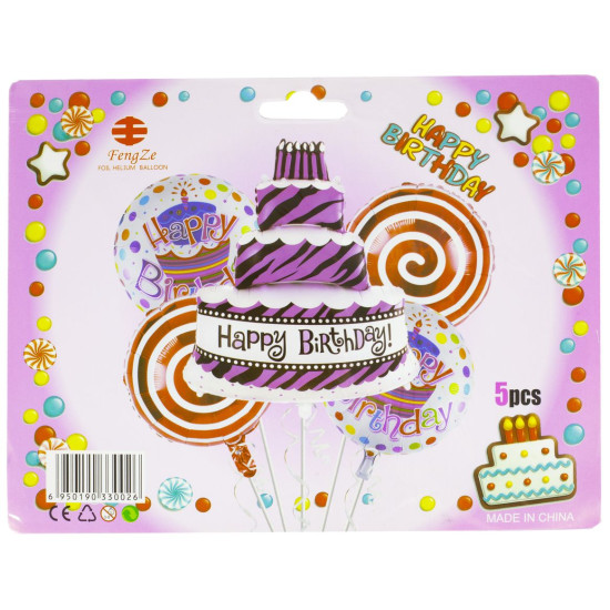 Набор из 5 шариков, торт со свечами, 836923 (836923)