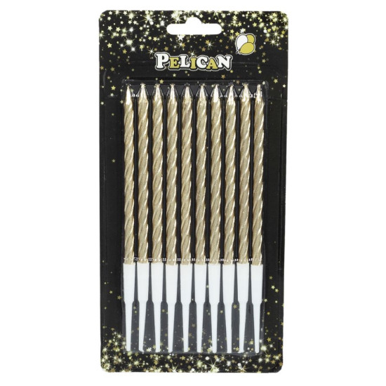 Набор свечей для торта "СПИРАЛЬНЫЕ 14 см", желтое ЗОЛОТО 10шт / уп Золотой Pelican (868121/9324)