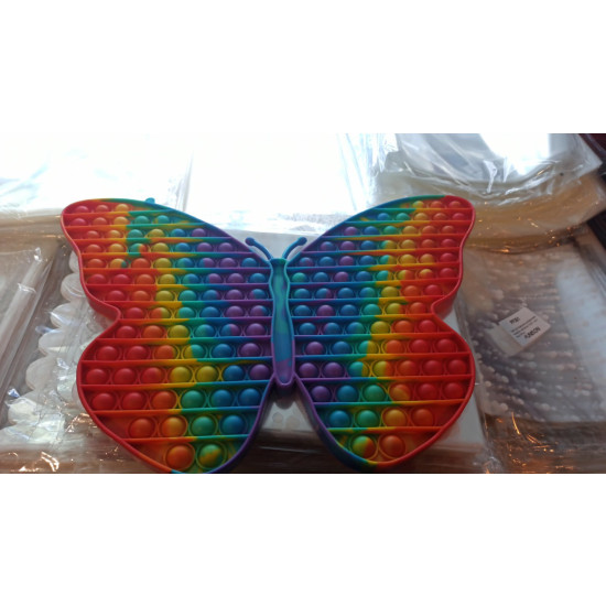 Игрушка-антистресс - пупырка большая бабочка "POP IT" радуга (PI-R BB)