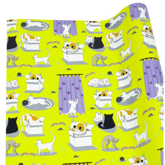 Бумага для упаковки подарков - Милые котики  -10листов Желтый Marta (PCZ10070-10-396)