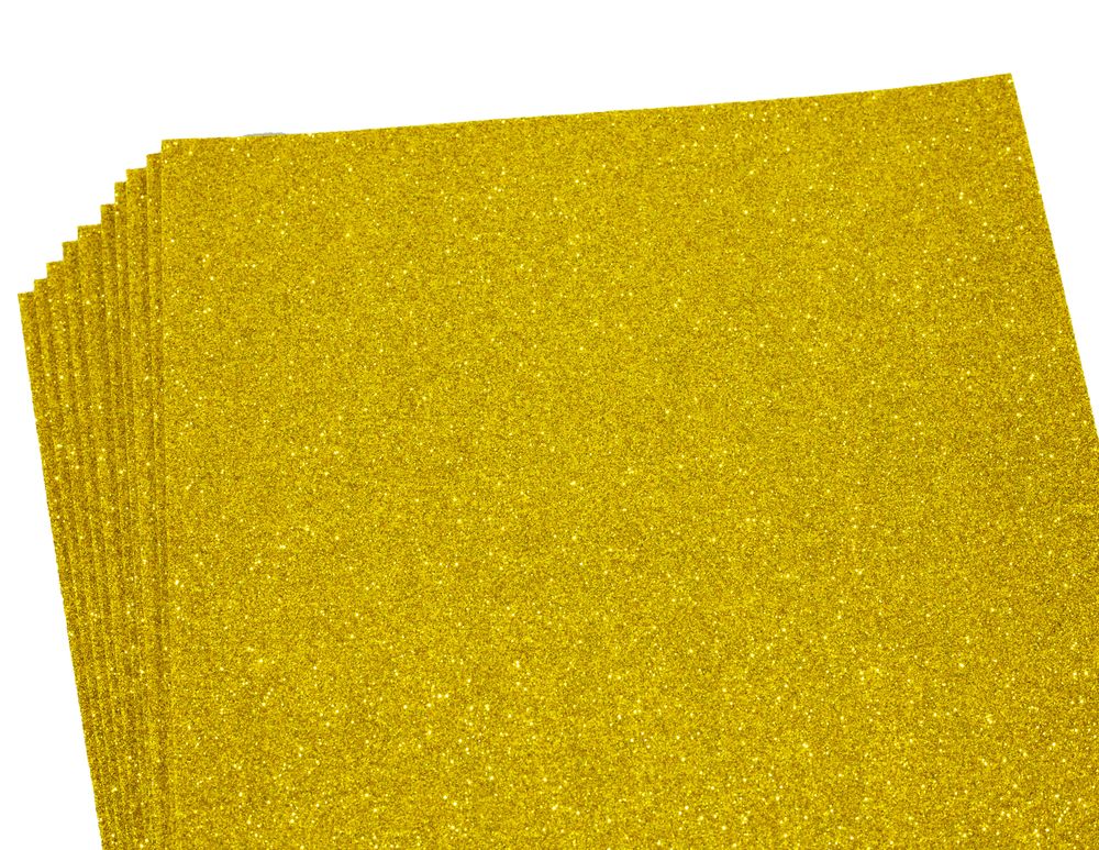 Фоамиран 1,7мм желтый  с глиттером 10листов (самоклейка) (17GLKA4-039)
