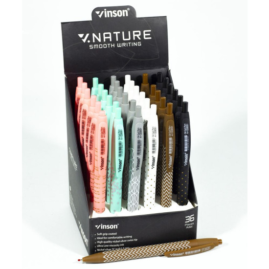 Ручка масляная синяя автомат Vinson Echo  0,7мм soft touch Разноцветный Unison (815)