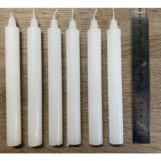 Свечи хозяйственные парафиновые время горения 8 часов, Ø ≈ 2 см, ⇕ ≈ 18 см, 6шт/наб Белый Unison (С020*18/1)