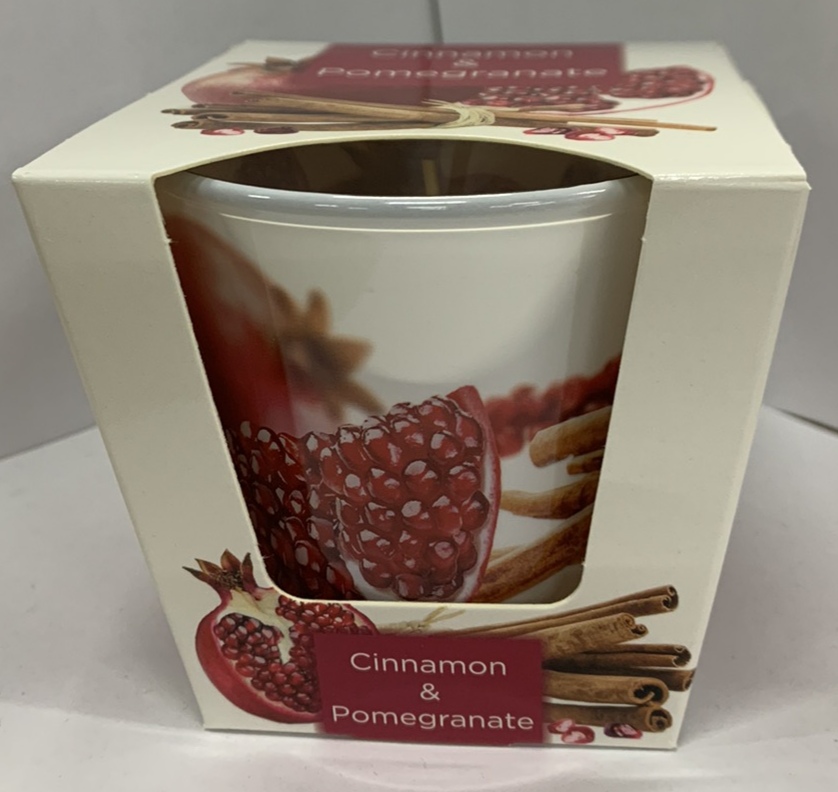 Свеча ароматическая «Корица и гранат» 30часов, 8см Белый Bartek Candles (69007)