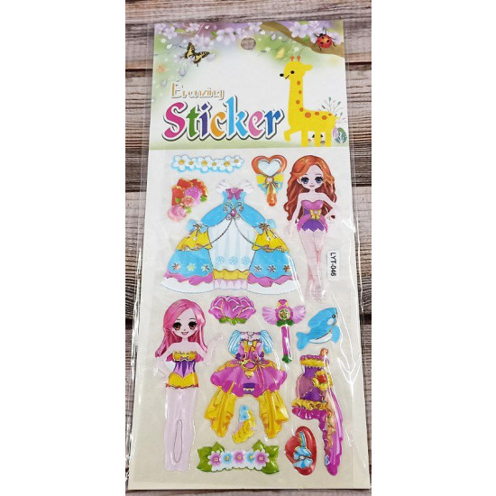 Наклейка пластиковая с фольгой 10*23,5см, Одень куклу 20шт/уп Разноцветный Unison (LYT-046)