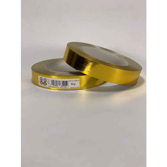 Лента пластиковая 2см, 50 ярд,  золотая металлизированная , BELATEX (MET20-gold)