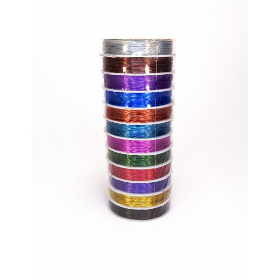 Проволока цветная металлизированная (латунь) 0,37мм, 50 м. 12 штук, (1956/ C01037)