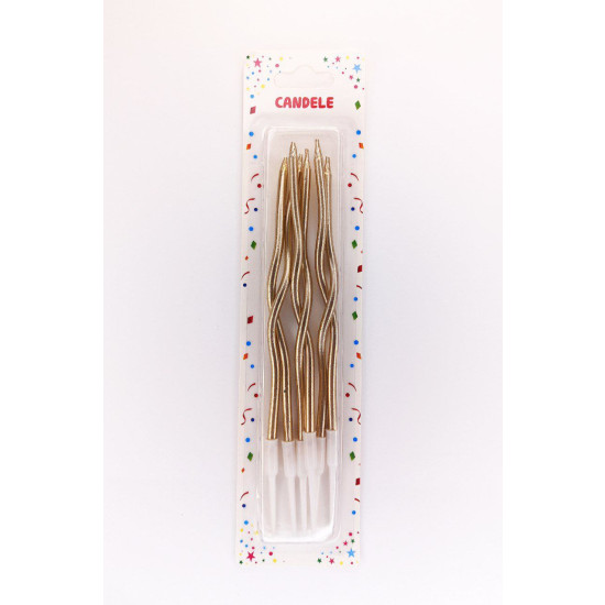 Набор свечей для торта "Коктейльный 16см", ЗОЛОТО, 6шт/уп Золотой Без бренда (Y-1 gold)