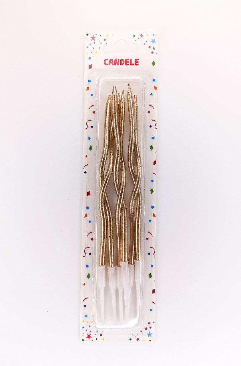 Набор свечей для торта "Коктейльный 16см", ЗОЛОТО, 6шт/уп Золотой Без бренда (Y-1 gold)