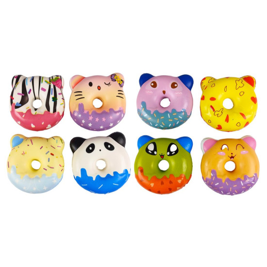 Игрушка сквиш Донаты с ушками, 9см, 12шт/уп Разноцветный Pelikuk (13881)