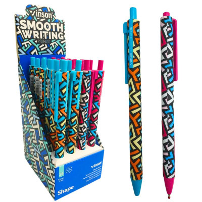 Ручка автомат масляная Vinson "Shape" 0,5мм, синяя, soft touch Разноцветный Vinson (F1022)