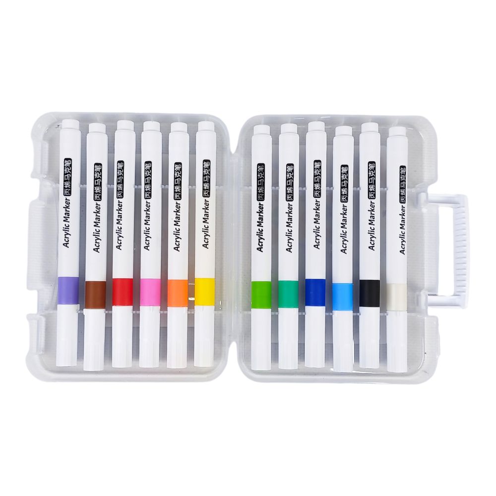 Набор маркеров акриловых 12шт в пластиковом футляре (206A-12)