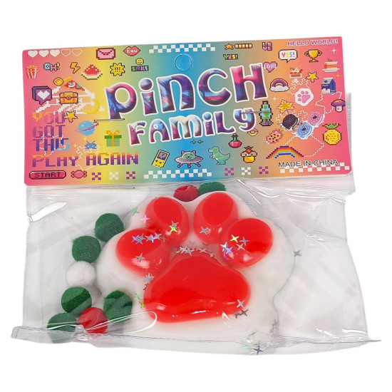 Таба сквіш антистрес  7см Лапка Новорічна (712210 red and white)