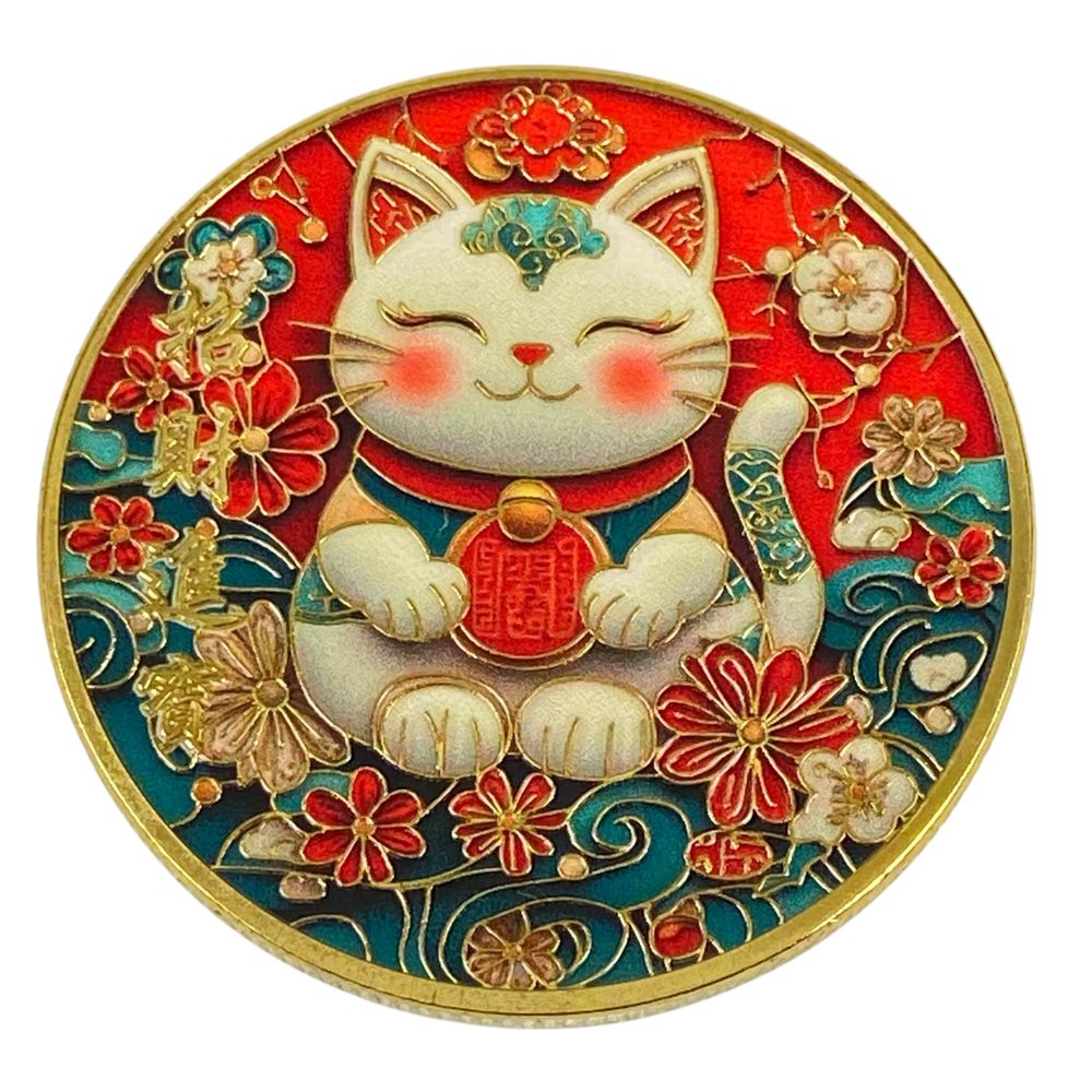 Монета-сувенир Китайский счастливый кот (талисман приносит богатство), 4см в капсулах (Cs - 1006)