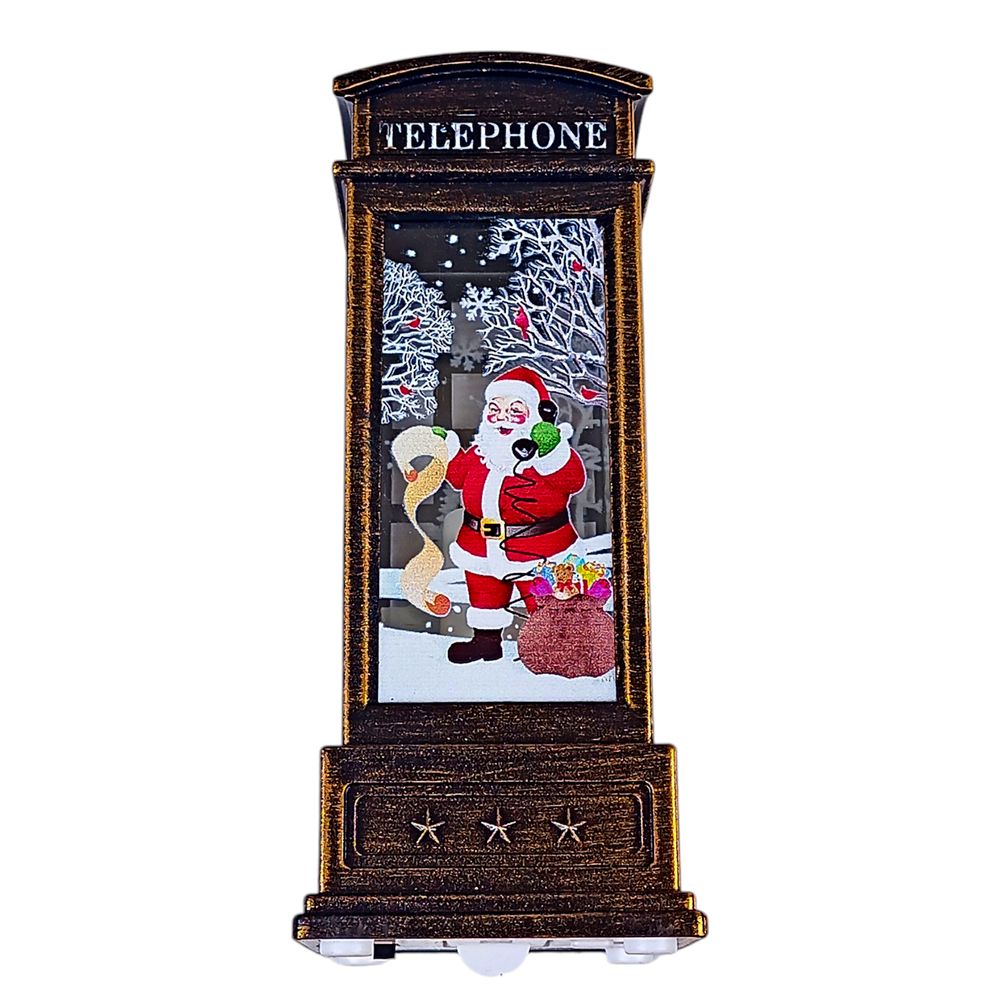 Сувенир декоративный светящийся  LED Телефонная будка" 12,5 х 5,4см, 2 вида Коричневый Unison (ZF-076-B)