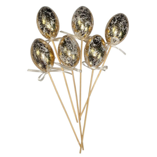 Топпер пасхальные яйца 6 х 4см  Ретро-золото -6шт (L00133)