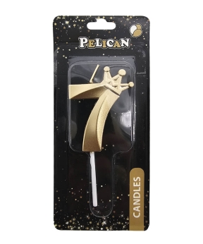 Свічка цифра 3D з короною "7", золото 6см (863107)