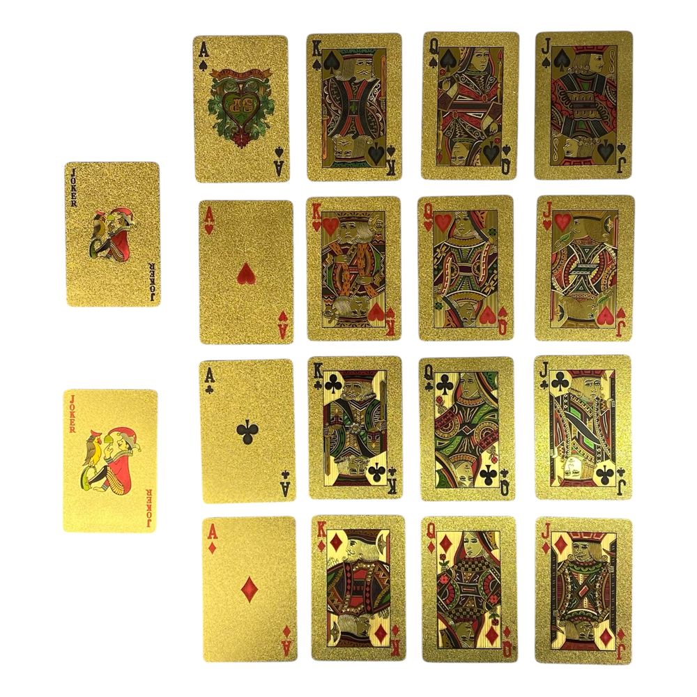 Карты игральные пластиковые 54шт, золотые "доллар" (13932)