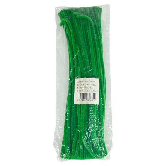 Синельная проволока, 300 х 6мм, зеленый, 100 шт (C30148-T2401)