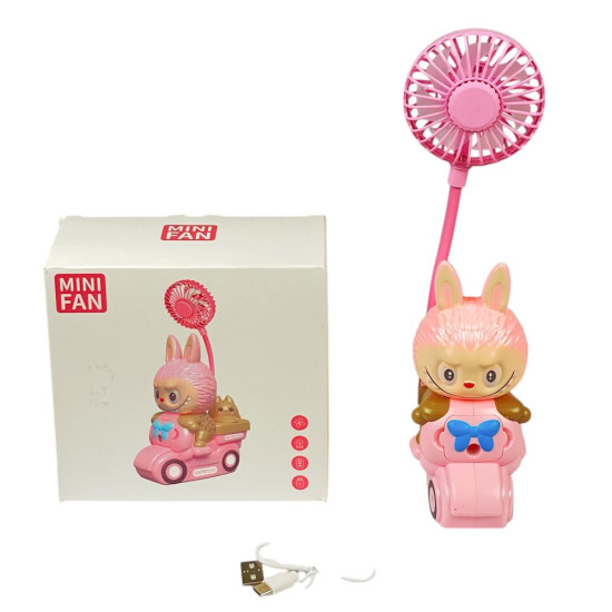 Вентилятор настольный 26см, usb аккумулятор, 1 скорость +подсветка +точилка Розовый Unison (65690 pink)