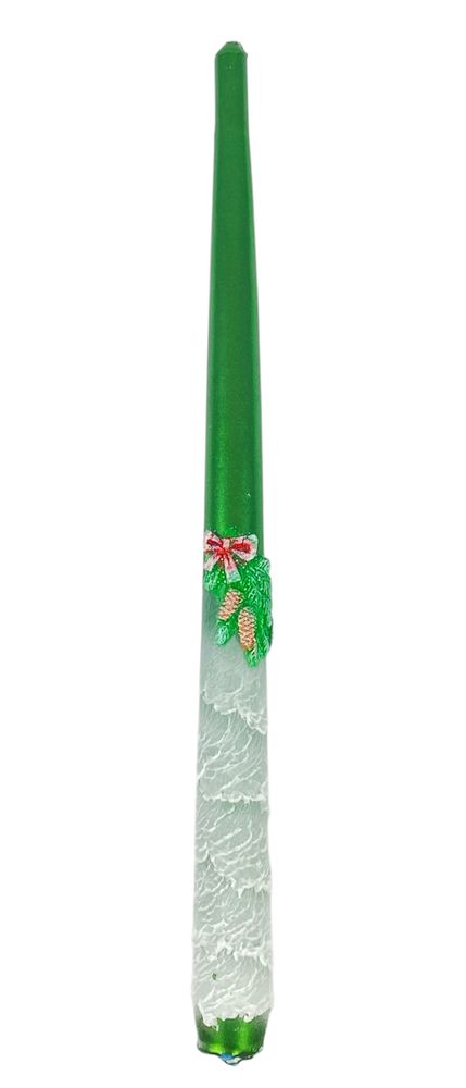 Свеча с новогодним декором Стожек, парафин, 30см, горение 8 часов (S30-001 green)