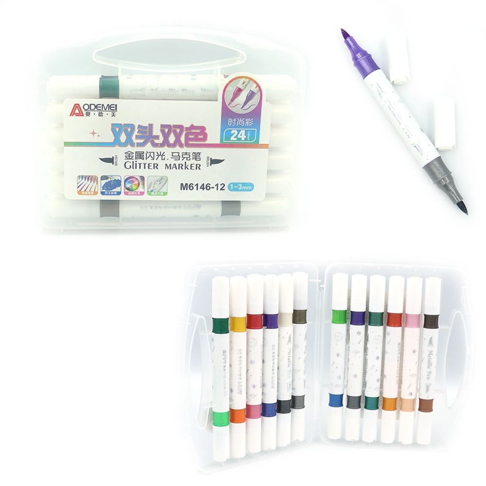 Набор акриловых скетчмаркеров Aodemei "Металлик" 12шт Разноцветный Aodemei (6146-12M)