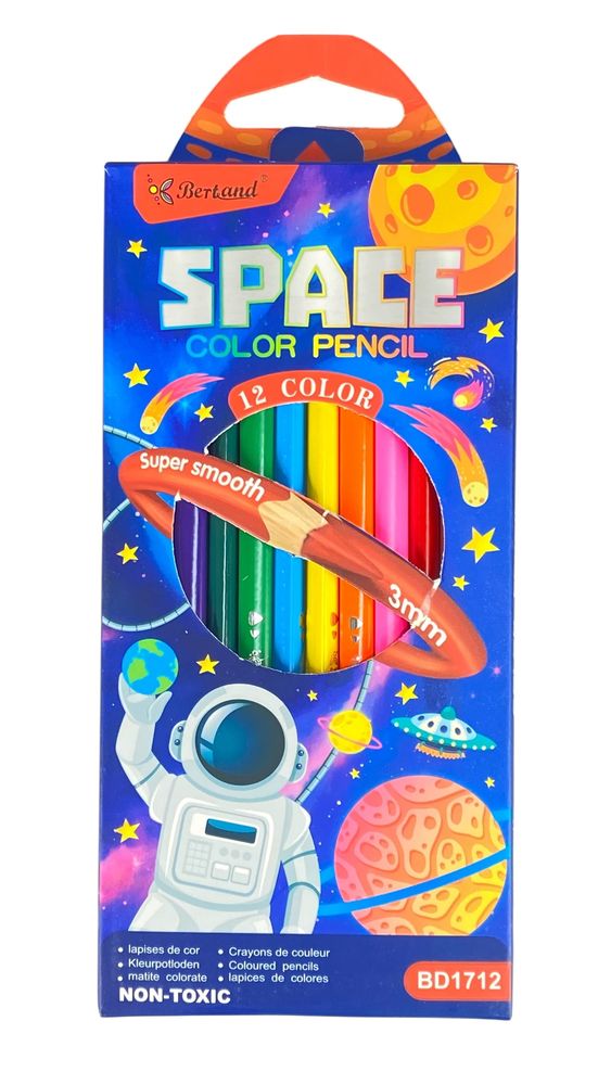 Карандаши треугольные цветные, 12 цветов Разноцветный Без бренда (BD-1712)